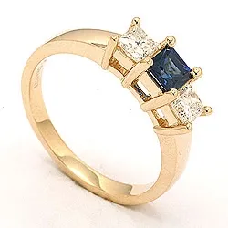 Safir ring i 14 karat guld 0,52 ct 0,36 ct