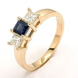 Safir ring i 14 karat guld 0,52 ct 0,36 ct