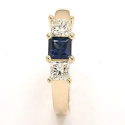 Safir ring i 14 karat guld 0,52 ct 0,36 ct