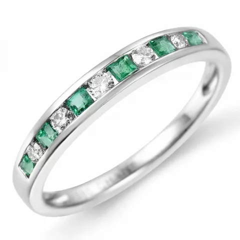 smaragd ring i 14 karat hvidguld 0,11 ct 0,21 ct
