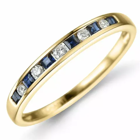 safir diamantring i 14 karat guld 0,11 ct 0,26 ct