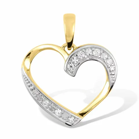 hjerte vedhæng i 9 karat guld med rhodium