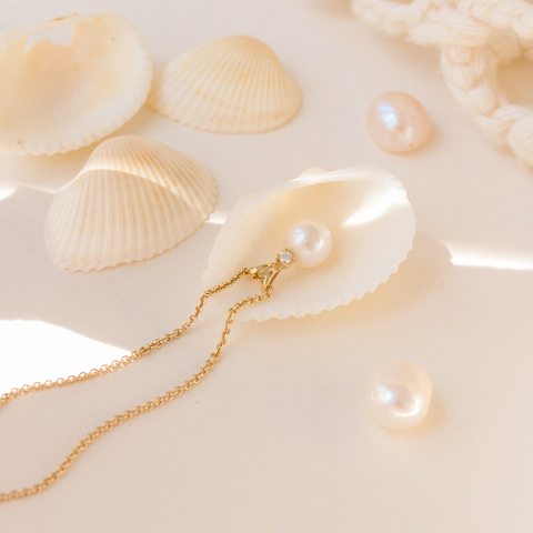 perle diamantvedhæng i 14 karat guld 0,02 ct