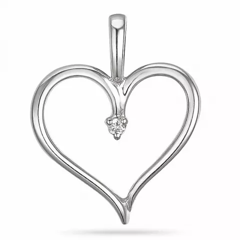 Hjerte diamant vedhæng i 14 karat hvidguld 0,01 ct
