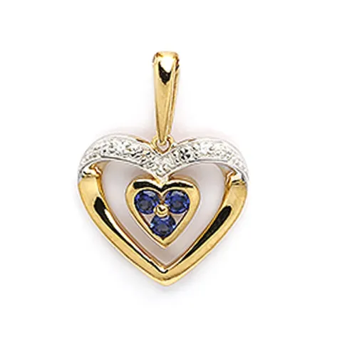 Hjerte vedhæng i 9 karat guld og 9 karat hvidguld