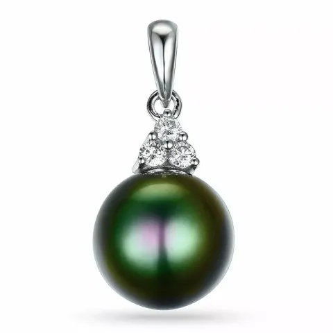 perle vedhæng i 14 karat hvidguld 0,12 ct