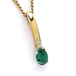 Ovalt vedhæng i 9 karat guld og 9 karat hvidguld