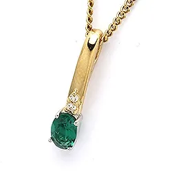 Ovalt vedhæng i 9 karat guld og 9 karat hvidguld