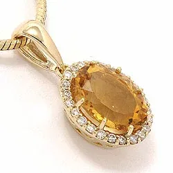 Citrin vedhæng i 14 karat guld 0,12 ct
