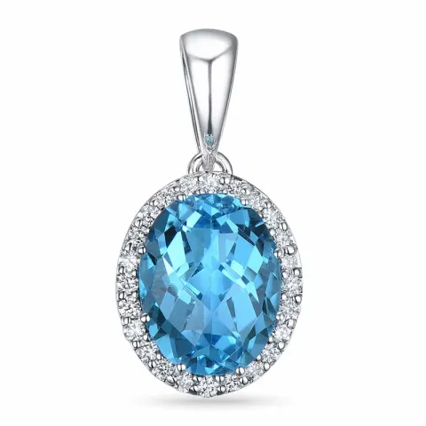 blå topas vedhæng i 14 karat hvidguld 0,12 ct 2,16 ct