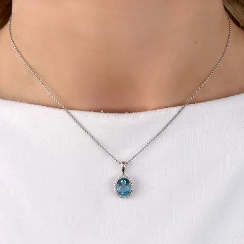 blå topas vedhæng i 14 karat hvidguld 0,12 ct 2,16 ct