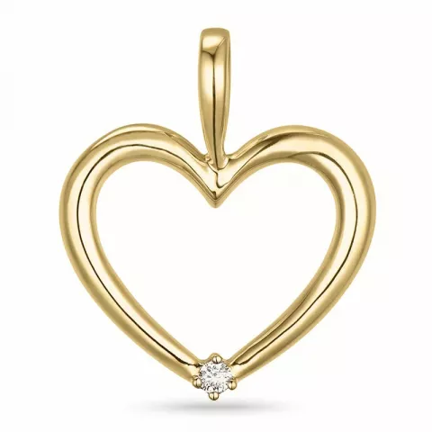 hjerte diamantvedhæng i 14 karat guld 0,02 ct