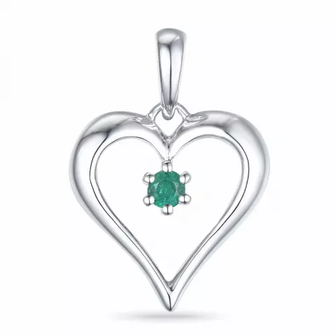hjerte smaragd vedhæng i 14 karat hvidguld 0,09 ct