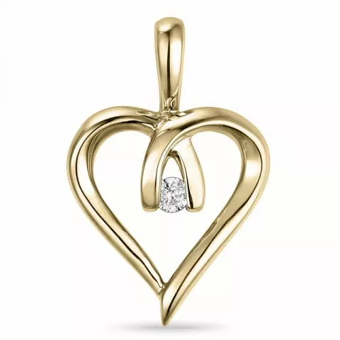 hjerte diamantvedhæng i 14 karat guld 0,02 ct