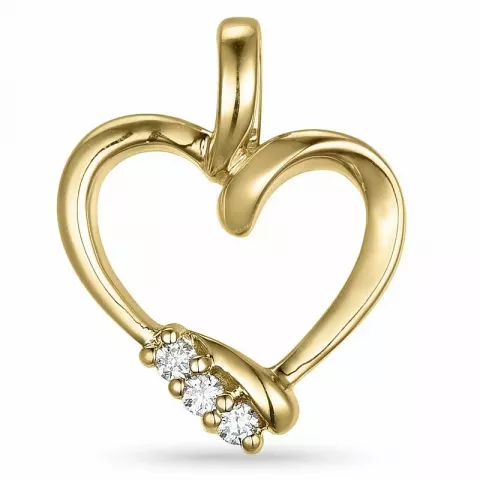 hjerte diamant vedhæng i 14 karat guld 0,05 ct