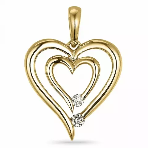 hjerte diamant vedhæng i 14 karat guld 0,07 ct