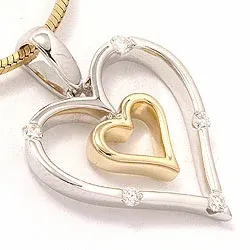 hjerte diamant vedhæng i 14 karat guld.- og hvidguld 0,11 ct