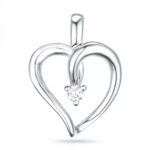 hjerte diamant vedhæng i 14 karat hvidguld 0,03 ct
