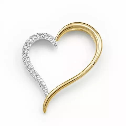 hjerte diamantvedhæng i 14 karat guld.- og hvidguld 0,1 ct