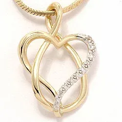 Hjerte diamantvedhæng i 14 karat guld.- og hvidguld 0,06 ct