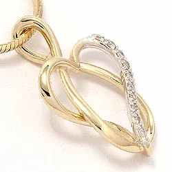 Hjerte diamantvedhæng i 14 karat guld.- og hvidguld 0,06 ct