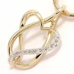 Hjerte diamantvedhæng i 14 karat guld.- og hvidguld 0,06 ct