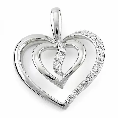 hjerte diamant vedhæng i 14 karat hvidguld 0,07 ct