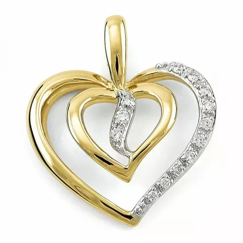 hjerte diamantvedhæng i 14 karat guld.- og hvidguld 0,07 ct