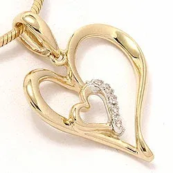 hjerte diamant vedhæng i 14 karat guld.- og hvidguld 0,03 ct
