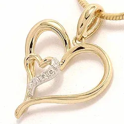 hjerte diamant vedhæng i 14 karat guld.- og hvidguld 0,03 ct