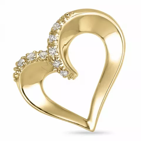 hjerte diamantvedhæng i 14 karat guld 0,06 ct