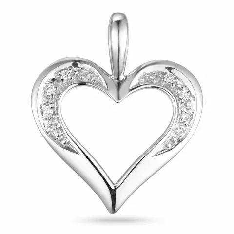 hjerte diamant vedhæng i 14 karat hvidguld 0,03 ct