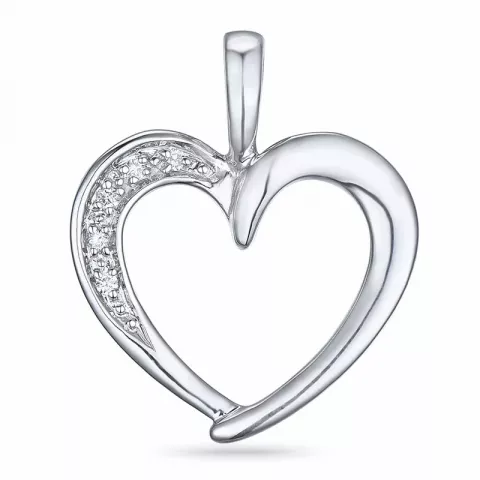 hjerte diamantvedhæng i 14 karat hvidguld 0,025 ct