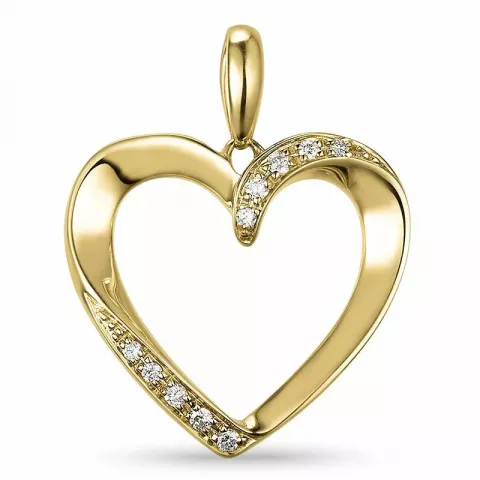 hjerte diamantvedhæng i 14 karat guld 0,08 ct