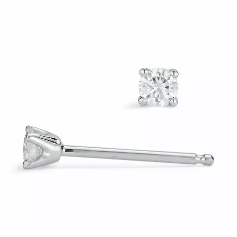 2 x 0,08 ct diamant solitaireørestikker i 14 karat hvidguld med diamant
