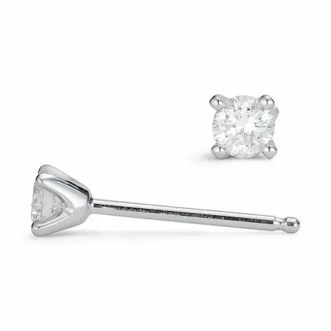 2 x 0,13 ct diamant solitaireørestikker i 14 karat hvidguld med diamant