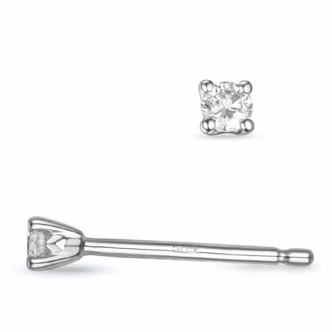 2 x 0,05 ct solitaireørestikker i 14 karat hvidguld med diamant 