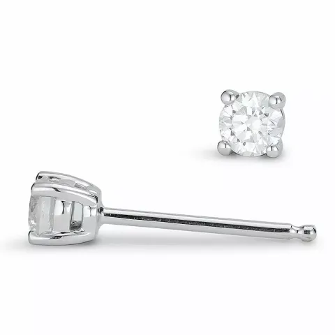 2 x 0,15 ct solitaireørestikker i 14 karat hvidguld med diamant