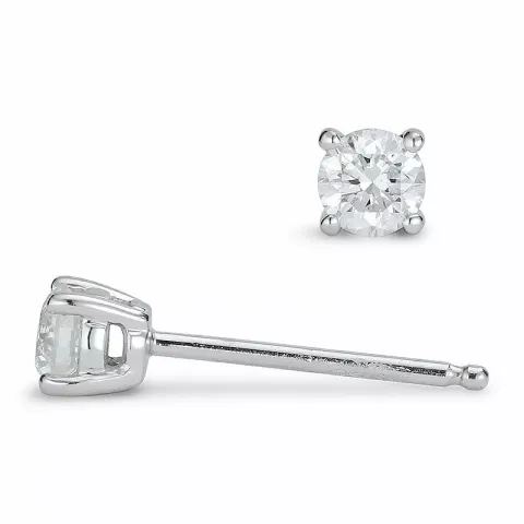 2 x 0,20 ct diamant solitaireørestikker i 14 karat hvidguld med diamant