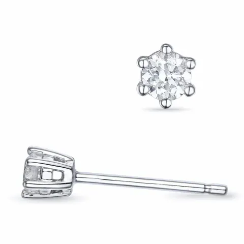 2 x 0,09 ct diamant solitaireørestikker i 14 karat hvidguld med diamant