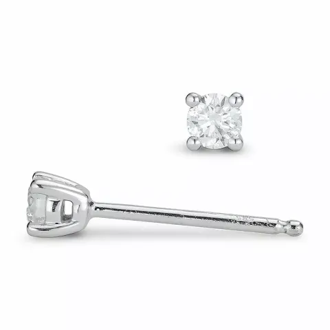 2 x 0,09 ct diamant solitaireørestikker i 14 karat hvidguld med diamant
