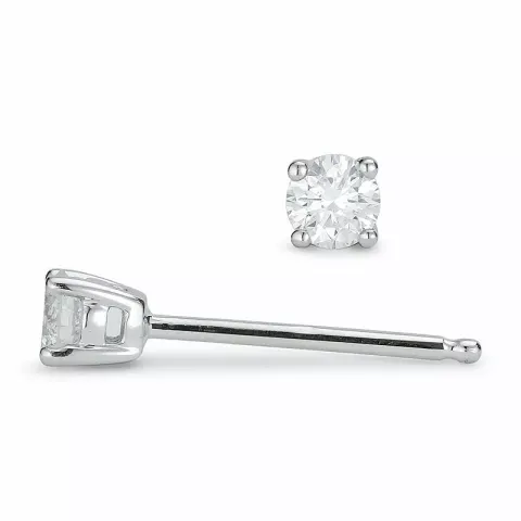 2 x 0,10 ct diamant solitaireørestikker i 14 karat hvidguld med diamant