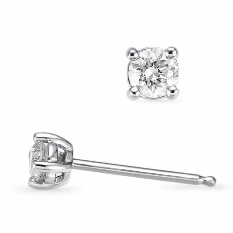 2 x 0,13 ct solitaireørestikker i 14 karat hvidguld med diamant