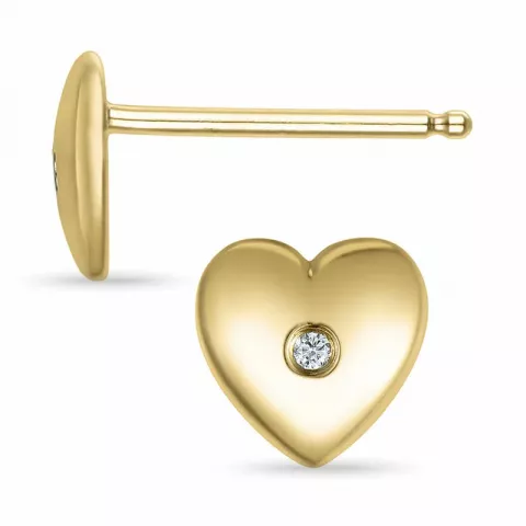 hjerte diamant ørestikker i 14 karat guld med diamant 