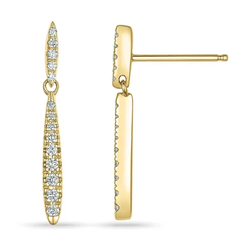 lange diamant øreringe i 14 karat guld med diamant 