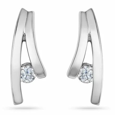 Brillantøreringe i 14 karat hvidguld med diamant 