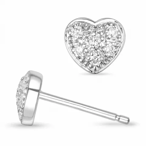 hjerte diamantøreringe i 14 karat hvidguld med diamant 