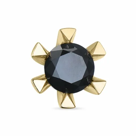 2 x 0,50 ct sorte solitaireørestikker i 14 karat guld med sort diamant