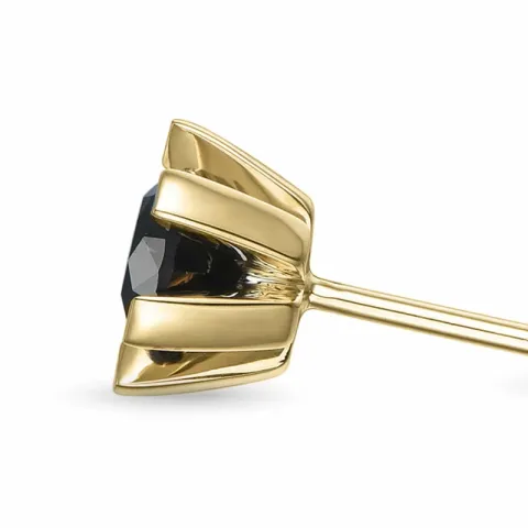 2 x 0,50 ct sorte solitaireørestikker i 14 karat guld med sort diamant