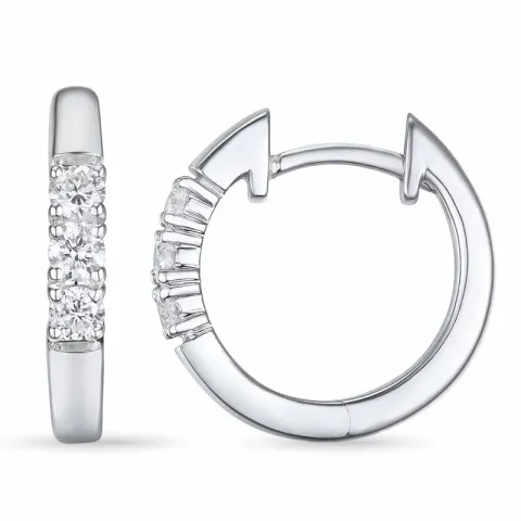 14 mm creoler i 14 karat hvidguld med diamant